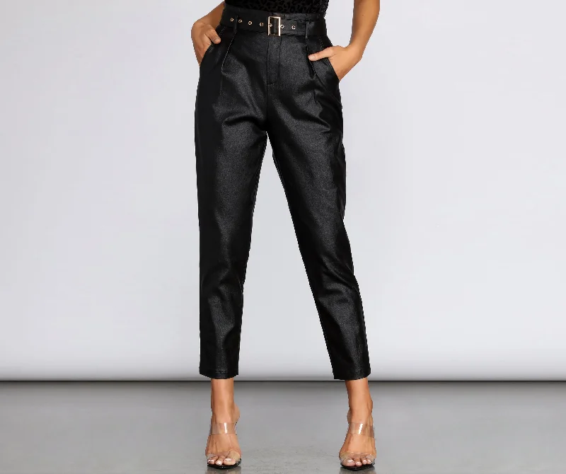 Women's Effortless Casual Outfit Effortless Comfort Candy Coated Belted Pants