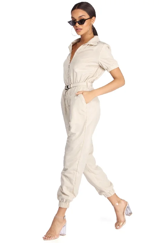 Women's Trendy Casual Outfit Casual Chic Belted And Fierce Jumpsuit