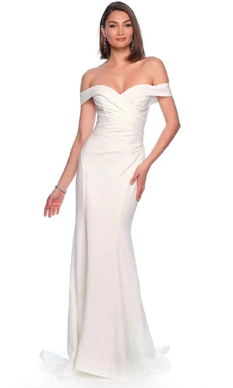 Women's Casual Outfit Effortless Comfort Dave & Johnny Bridal 12088 - Ruched Off Shoulder Bridal Gown