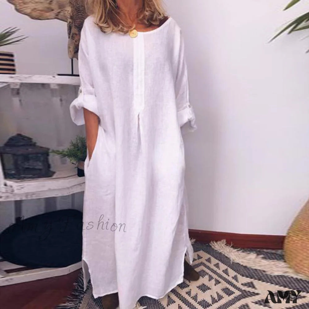 Women's Clothing Flash Sale Amy Fashion - Casual Solid Color Oversize Maxi Dress