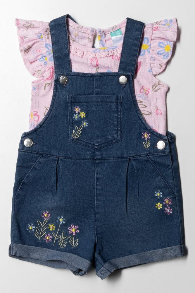 Tailored Clothing For Women End-Of-Season Clearance Dungaree & T-Shirt Set Blue & Pink