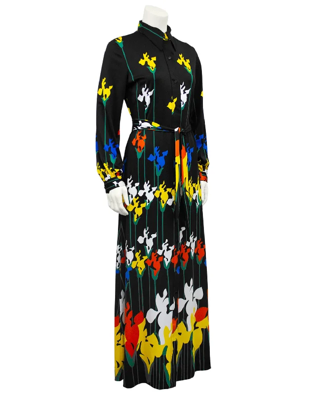 Elegant Clothing For Women Statement Piece Black Printed Maxi Dress