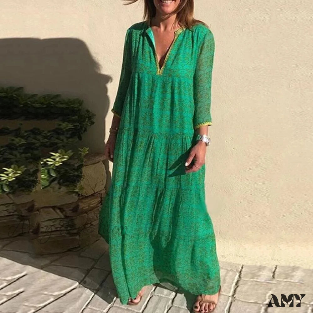 Vintage-Inspired Women's Clothes Evening Looks Amy Fashion - Long Sleeve Bohemian Maxi Dresses