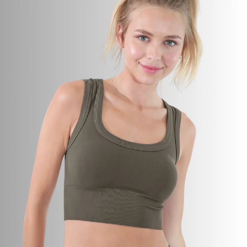 Women's Clothing For Everyday Wear Unbeatable Prices Deep Scoop Neck Cropped Tank Made in USA