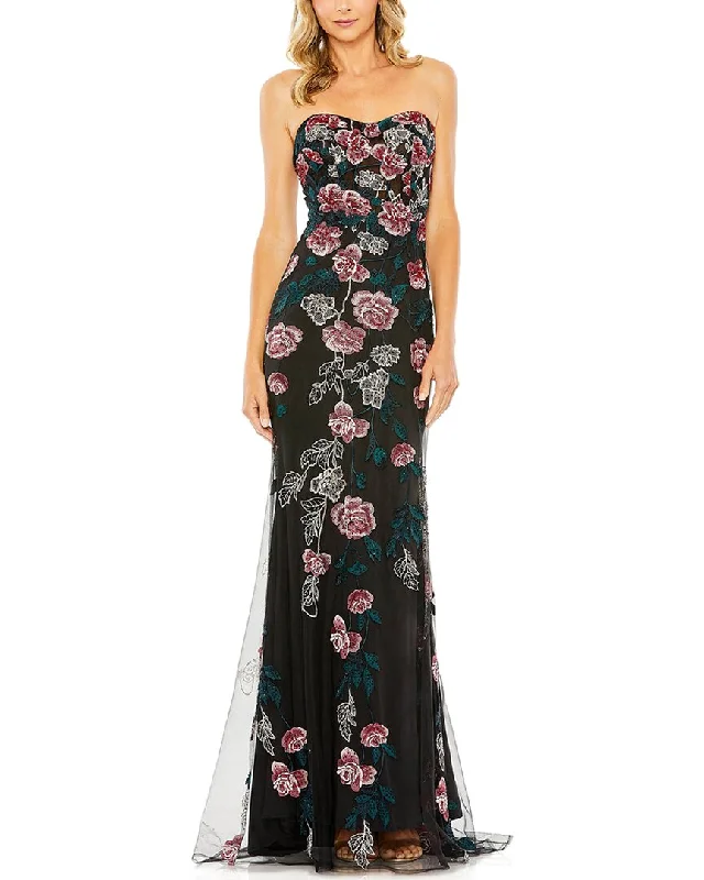 Women's Seasonal Garments Exclusive Discount Mac Duggal Strapless Floral Embroidered Gown