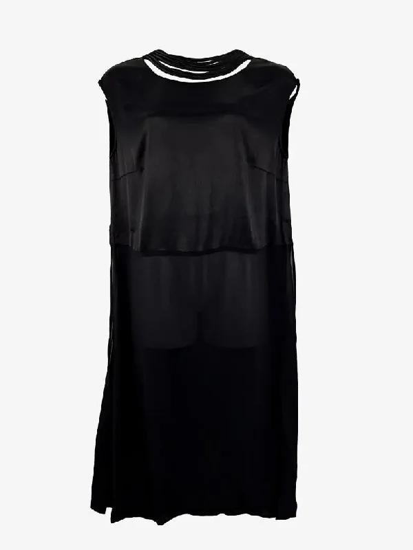 Casual Chic Clothing For Women Style Upgrade faye Satin & Sheer Elegant Tunic Midi Dress Size 16