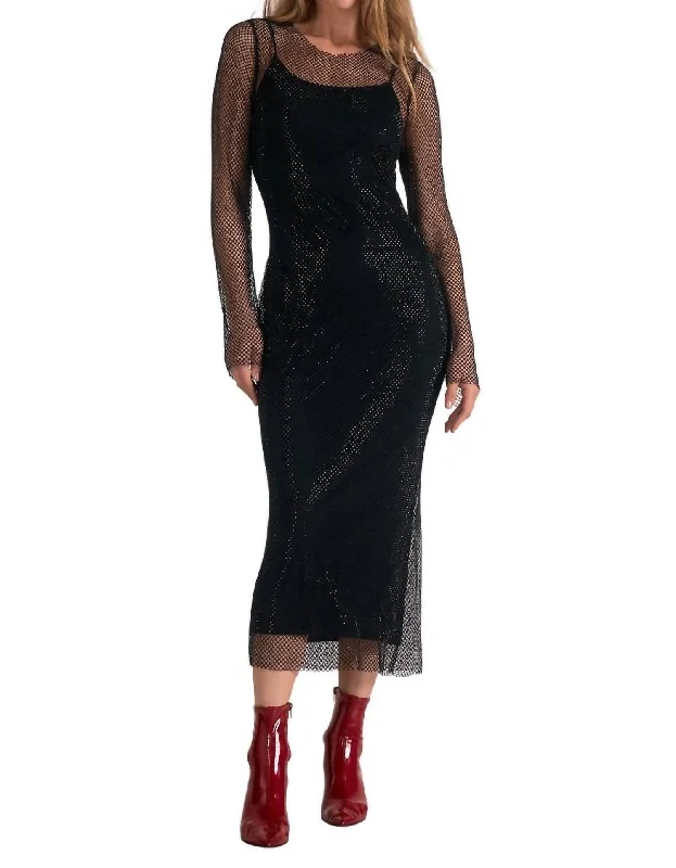 Women's Formal Clothes Dive Into Trendy Women's Fashion Raven Midi Dress In Black