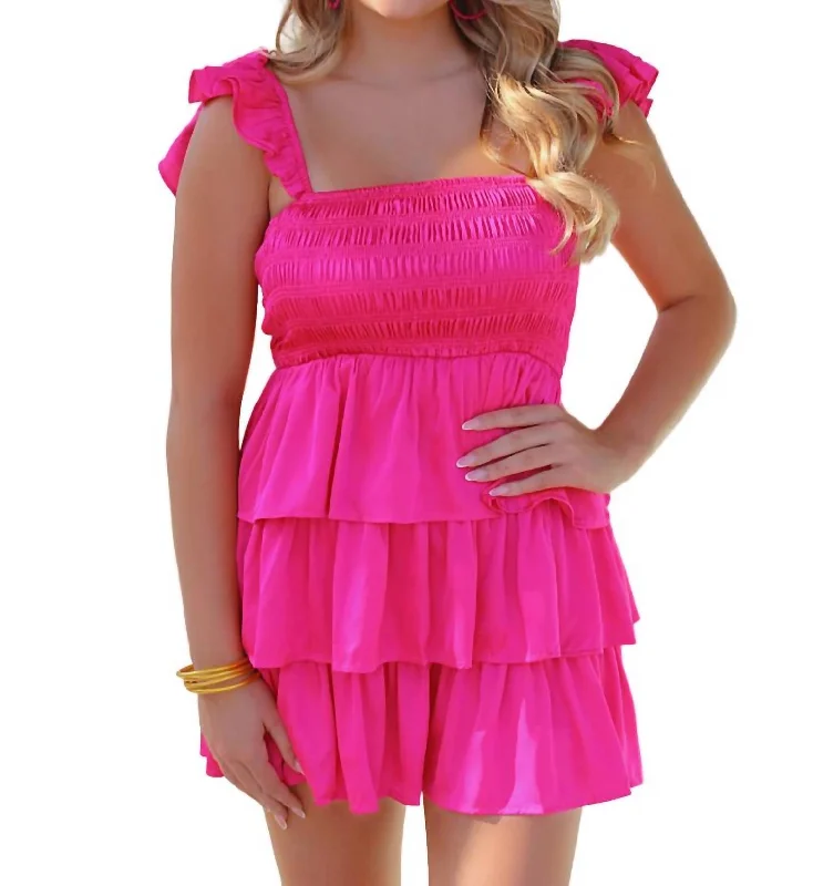 Women's Resort Attire Elegant Attire For The Modern Lady Molly Smocked Romper In Pink