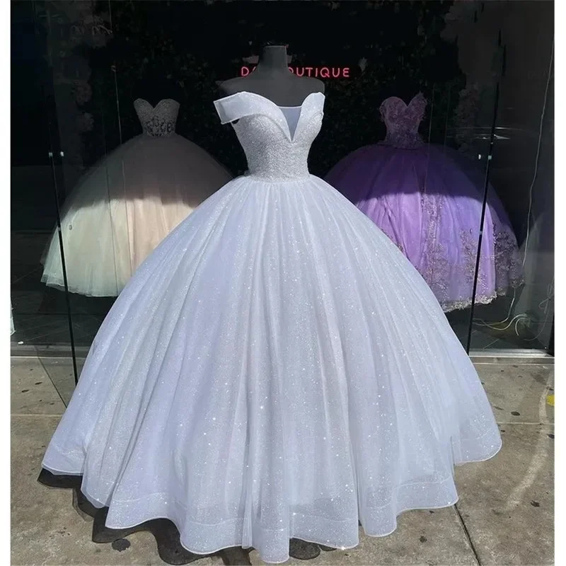 Women's Elegant Apparel Effortless Comfort off-Shoulder White Quinceanera Dresses Vestidos De 15 Anos Skirt Gillter Birthday Princess Party Gowns