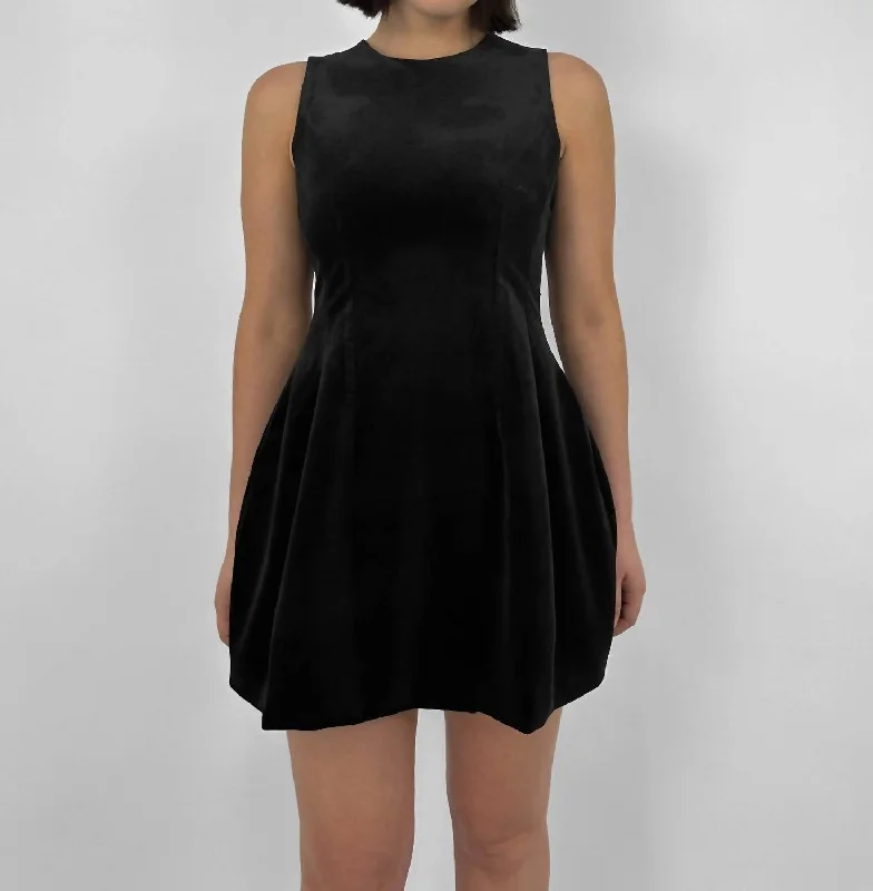 Plus-Size Women's Garments Exclusive Sale Velvet Peplum Mini Dress In Black