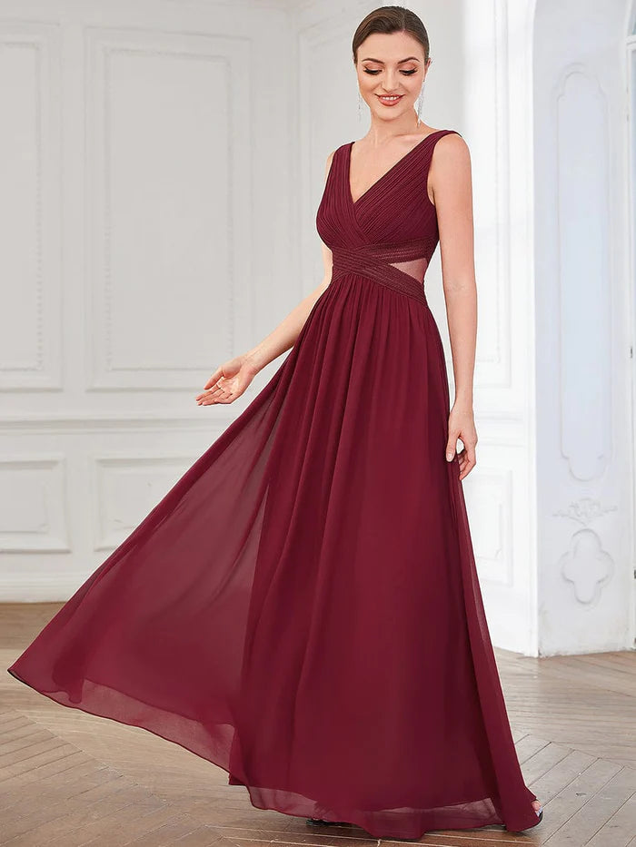 Women's Clothes And Apparel Sets Buy More, Save More Pleated Chiffon Sleeveless Cut-Out A-Line Evening Dress