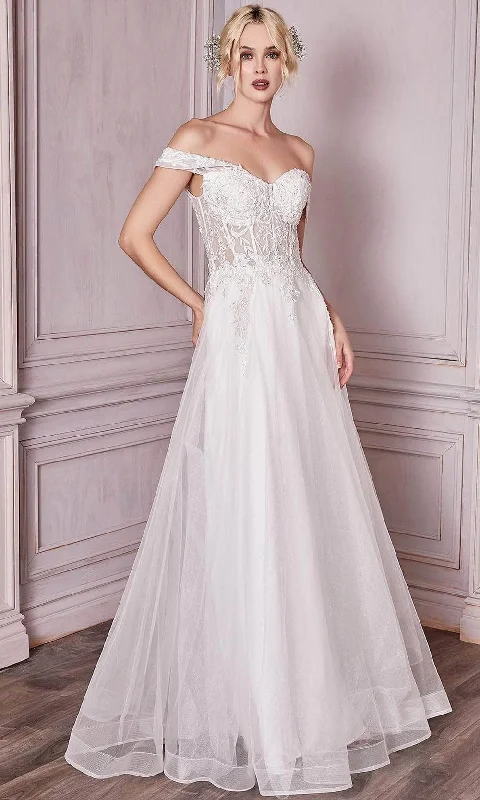 Women's Effortless Casual Outfit Bold Patterns Ladivine Bridal CD961W - Lace Off Shoulder Wedding Gown