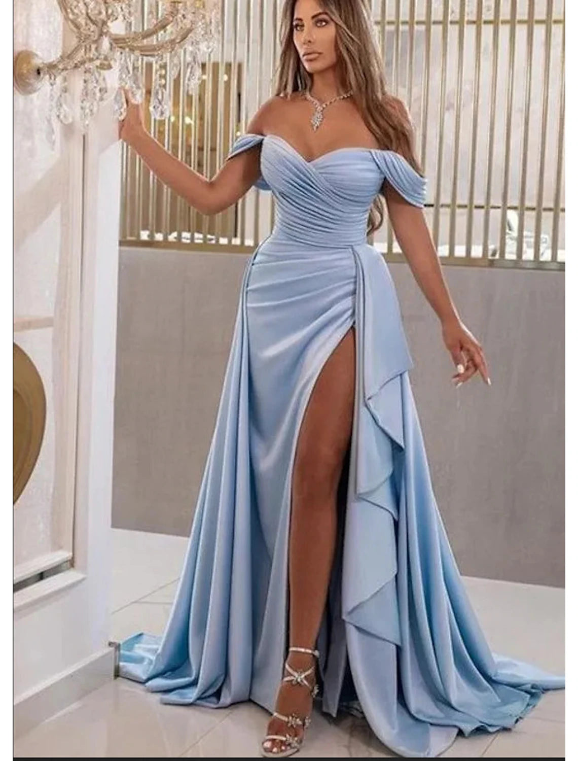 Women's High-End Clothing Seasonal Fashion A-Line Prom Dresses High Split Dress Prom Formal Evening Sweep / Brush Train Sleeveless Sweetheart Satin with Slit