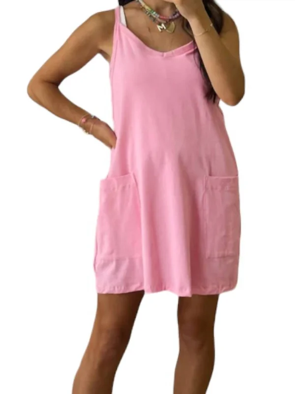 Women's Activewear Attire Stylish Statements Jersey Romper Dress In Pink