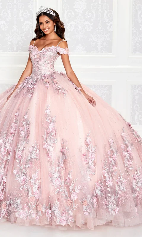 Classic Women's Apparel Feminine Soft - Hued Styles Princess Dress Quinceañera Dress with 3-D Flowers Floor Length Sleeveless Off Shoulder with Appliques