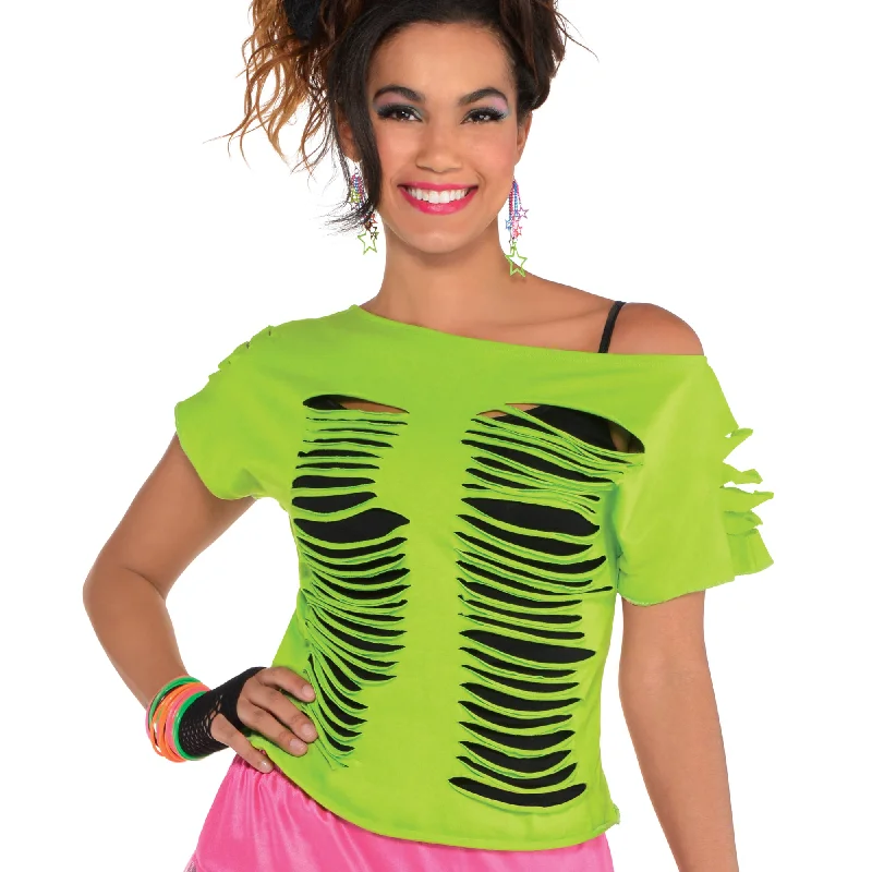 Women's Clothing With Trendy Designs Mega Sale Neon green ripped t-shirt for women