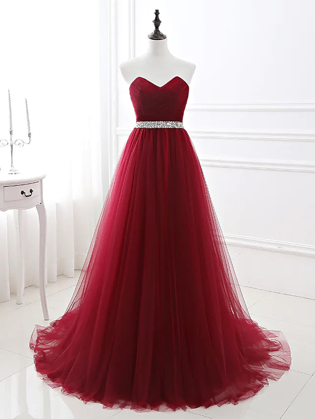 Women's Outfit Unleash Your Trend Driven Style Elegant Quinceanera Prom Valentine's Day Dress Strapless Sleeveless   Satin with Crystals