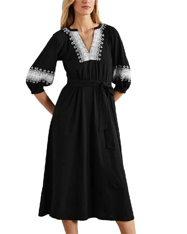 Women's Holiday Apparel Huge Discounts This Week Boden Crochet Trim Jersey Midi Dress