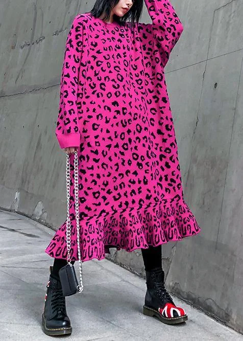 Women's Clothes For Special Occasions Save On Inspired Styles Cozy rose Leopard Sweater weather Vintage stand collar Hole Tejidos sweater dress