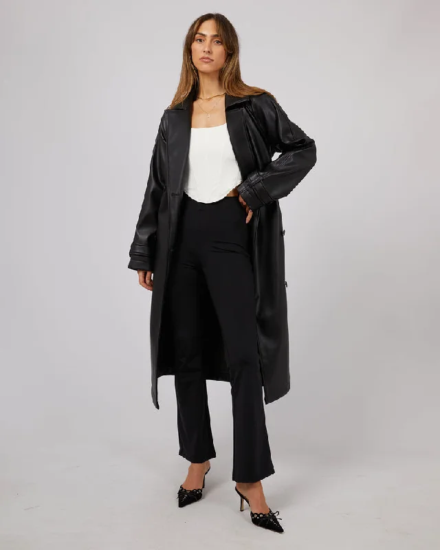 Women's Apparel Season Transition Versatile Wear Clearance Jorge Mckenzie Trench Coat Black