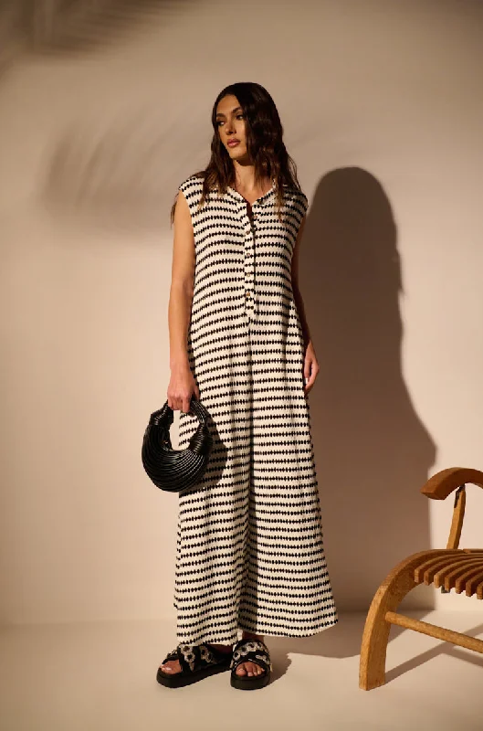 Women's Vacation Garments Chic Outfits TIME TO PLAY STRIPE JUMPSUIT