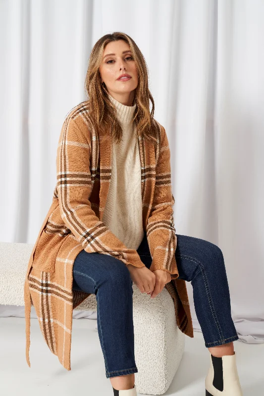 Women's Apparel And Garments Style Without Limits Betty Basics Hampshire Cardigan Beige Plaid