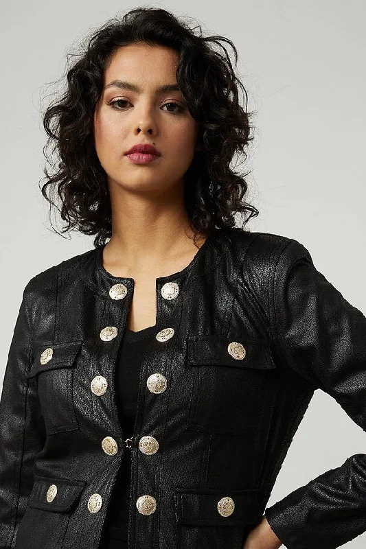 Women's Office Clothing Effortless Sophistication Joseph Ribkoff Faux Leather Cropped Jacket