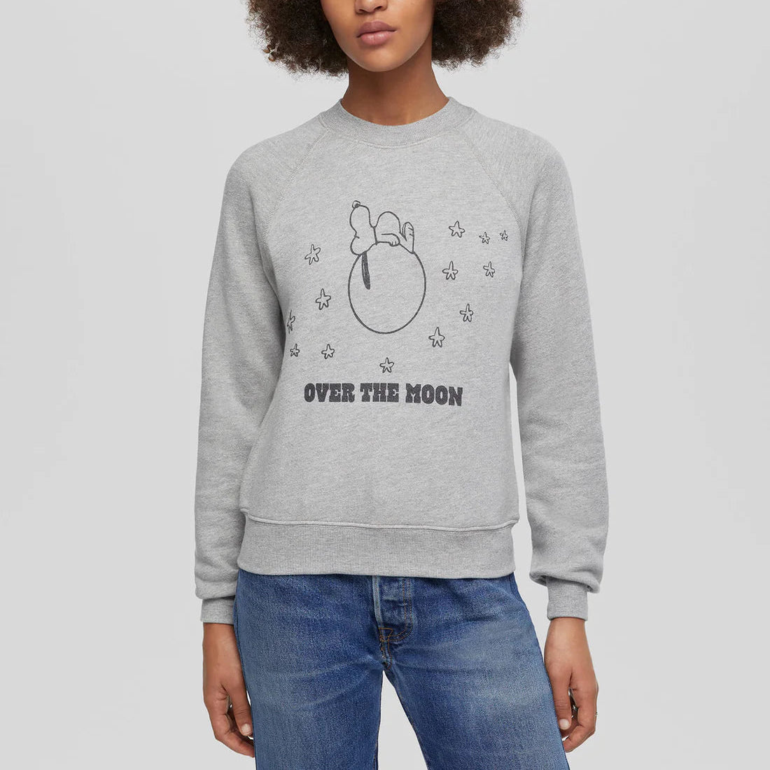 Women's Tops And Clothing Spring Fling Sale Classic Crewneck Snoopy Moon (Heather Grey)