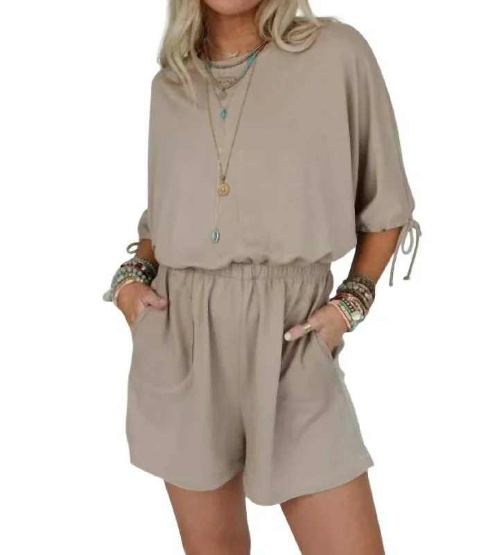 Women's Outfit Modern Romance Carolina Comfy Romper In Taupe