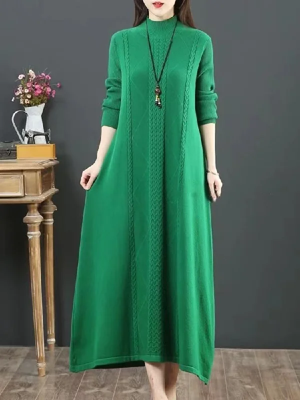 Women's Party Clothes Clearance Event Comfy green Sweater weather DIY o neck Rough edge Mujer knit dresses