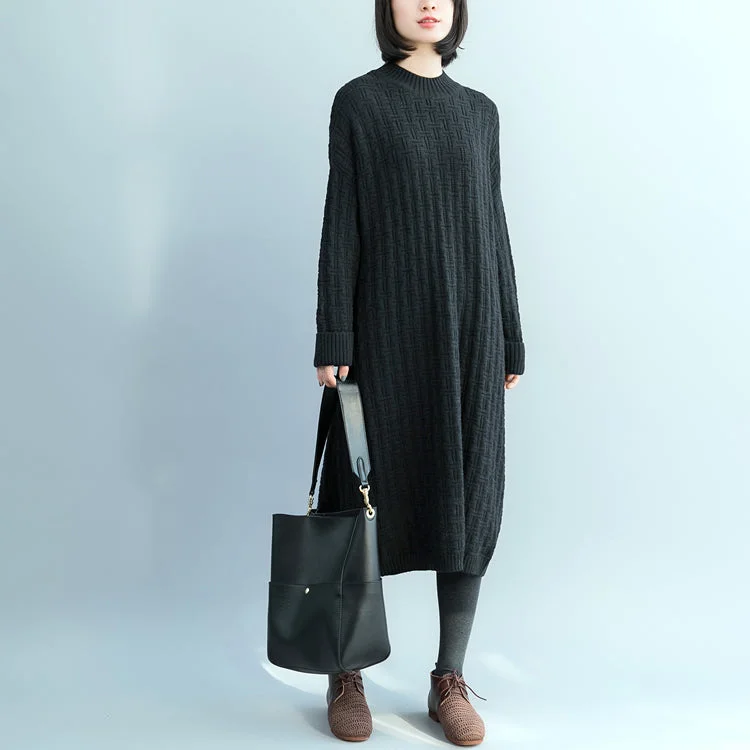 Affordable Women's Clothing Exclusive Discount Pullover Sweater dresses Women O neck black oversized knitted dress