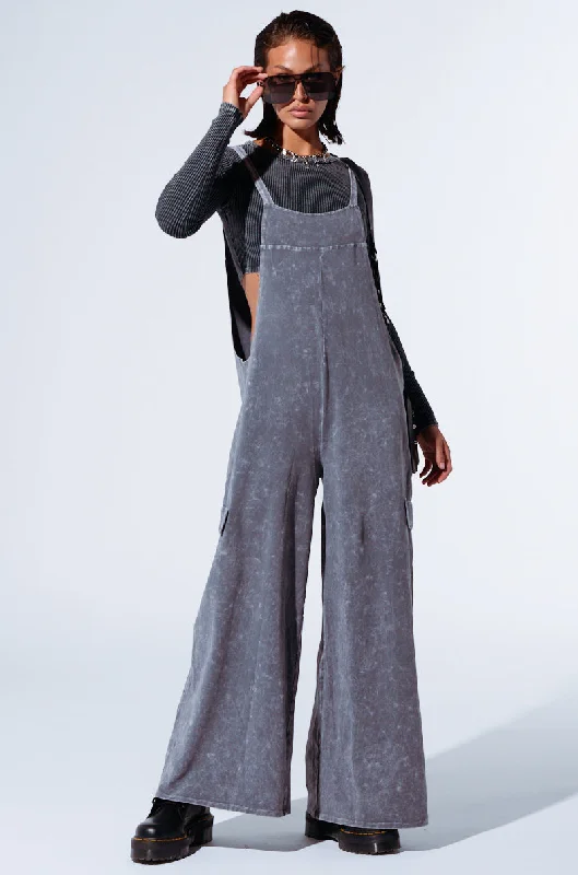 Women's Clothes And Apparel Durable Fashion Picks GAIA WASHED WIDE LEG JUMPSUIT IN CHARCOAL