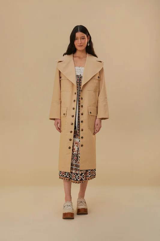 Women's Resort Apparel Chic Trends Unveiled Pockets Over Nude Trench Coat