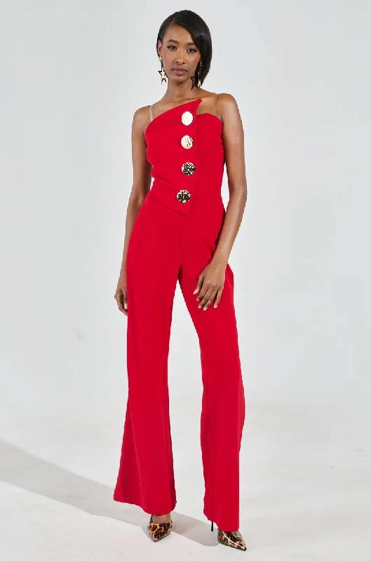 Women's Resort Garments Get The Latest Trends BADDIE STRAPLESS JUMPSUIT WITH GOLD BUTTONS