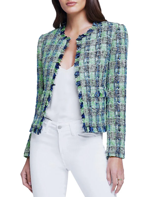 Women's Holiday Apparel Ride The Style Wave Angelina Womens Tweed Office Collarless Blazer