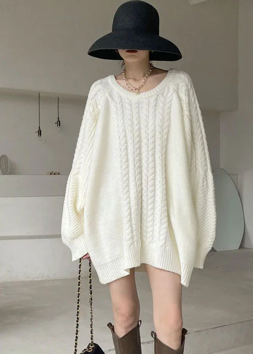 Women's Clothing For Work Elevate Your Wardrobe Plus Size Natural White cable knit Dress Winter