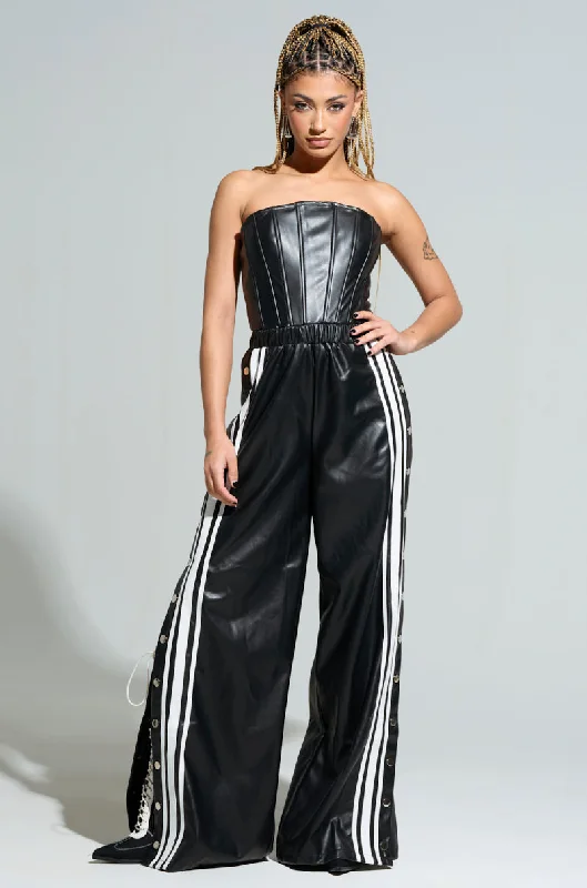 Timeless Women's Outfit Disco - Inspired Retro Dance Look SEE YOU NEXT YEAR PU JUMPSUIT