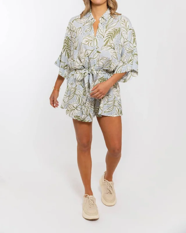 Women's Festive Attire Best-Sellers Linen Button Romper In Palm