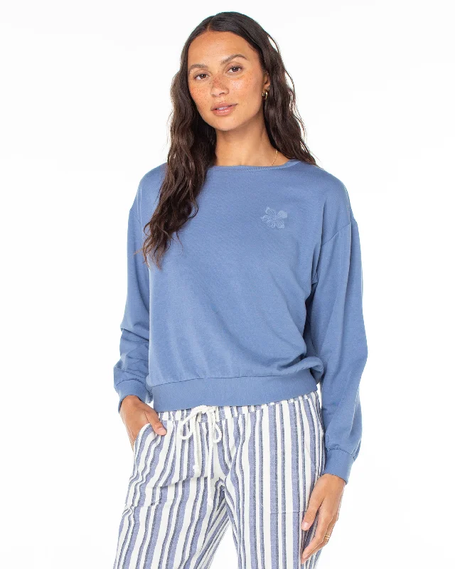 Women's Relaxed Clothes Shop Sale Items Surfing By Moonlight Pullover Sweatshirt - Infinity Blue