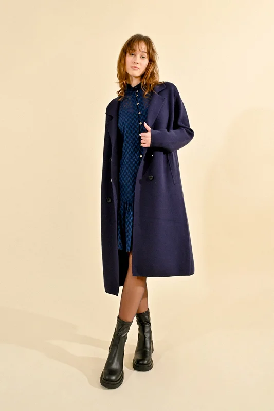 Women's Seasonal Garments Flash Sale Molly Bracken Navy Knitted Coat