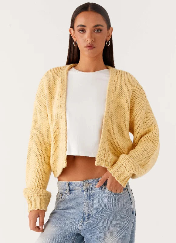 Timeless Women's Clothing Parisian Effortless Chic Style Jasleen Knit Cardigan - Yellow