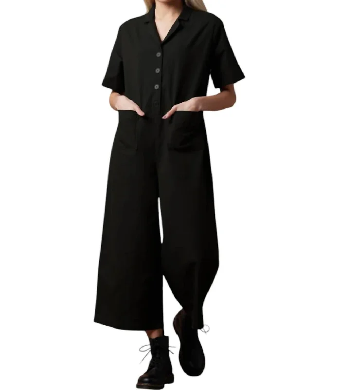 Women's Elegant Evening Outfit Rustic Countryside Charm Look Libra Jumpsuit In Black